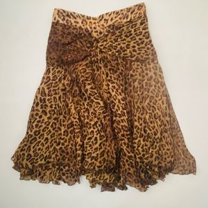 Angel Nina Leopard Print Gathered Skirt Sz 38 28Wx26L